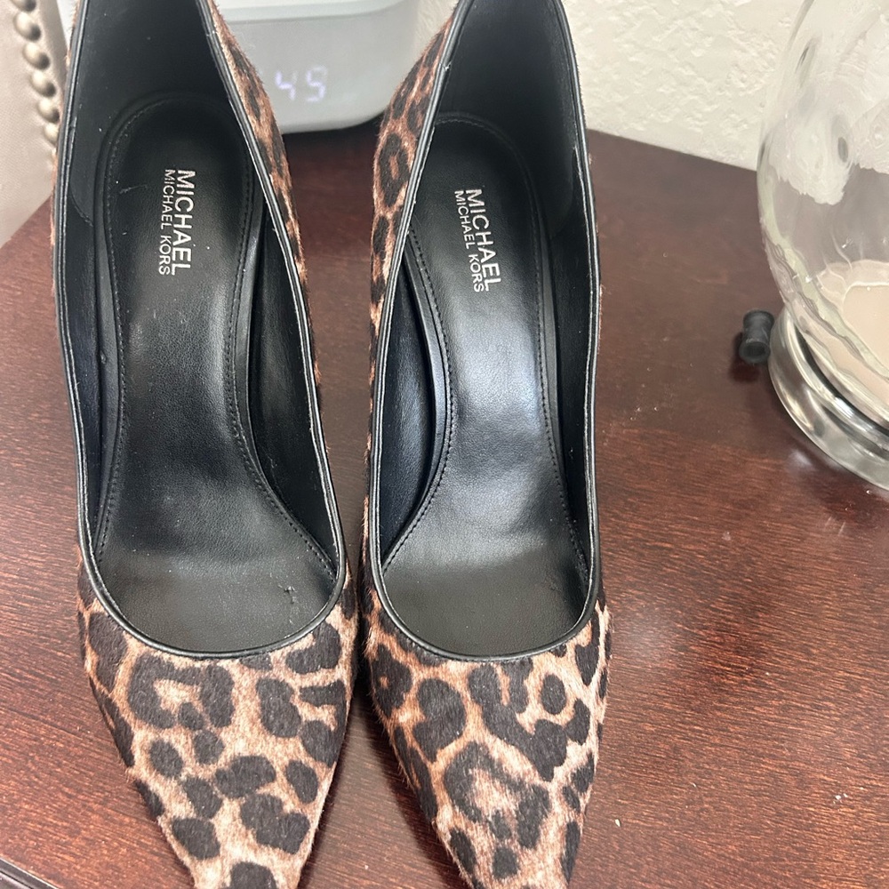 Michael Kors Animal Print Heels - Black and Brown